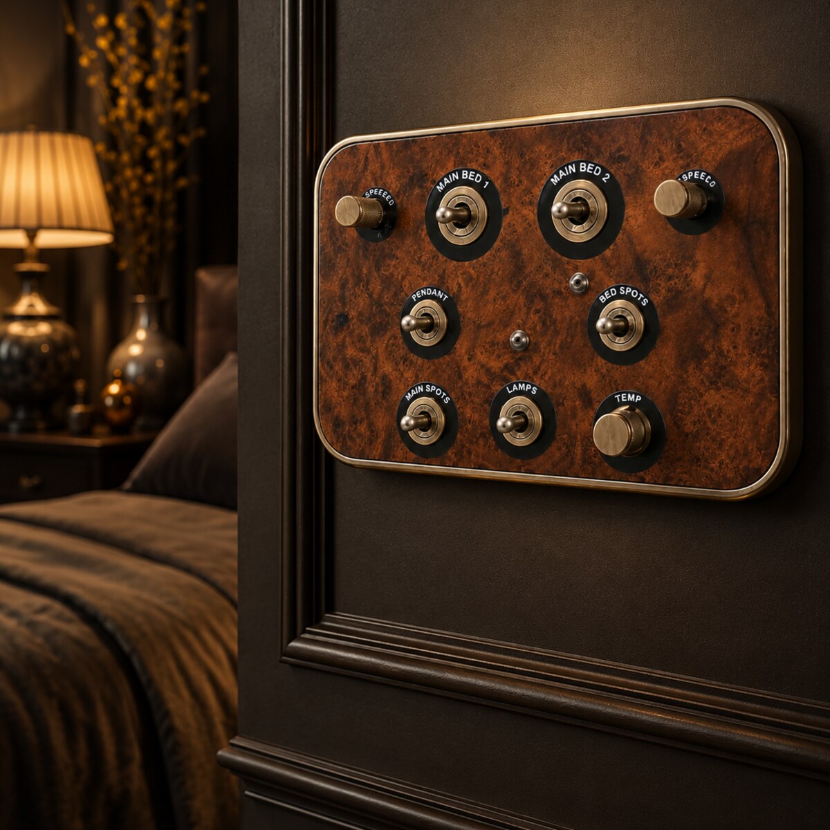 Bespoke bedroom control panel lifestyle artwork